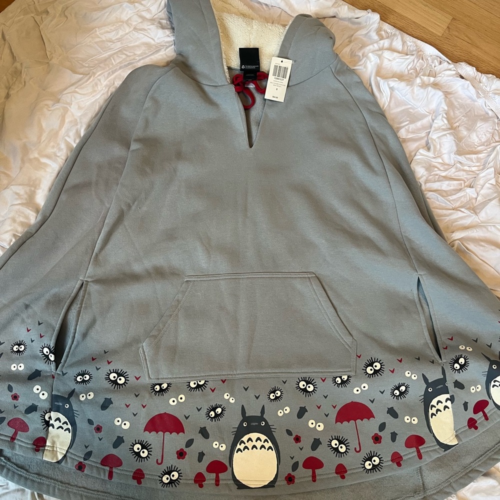 Her Universe Gray and Red Hooded Poncho